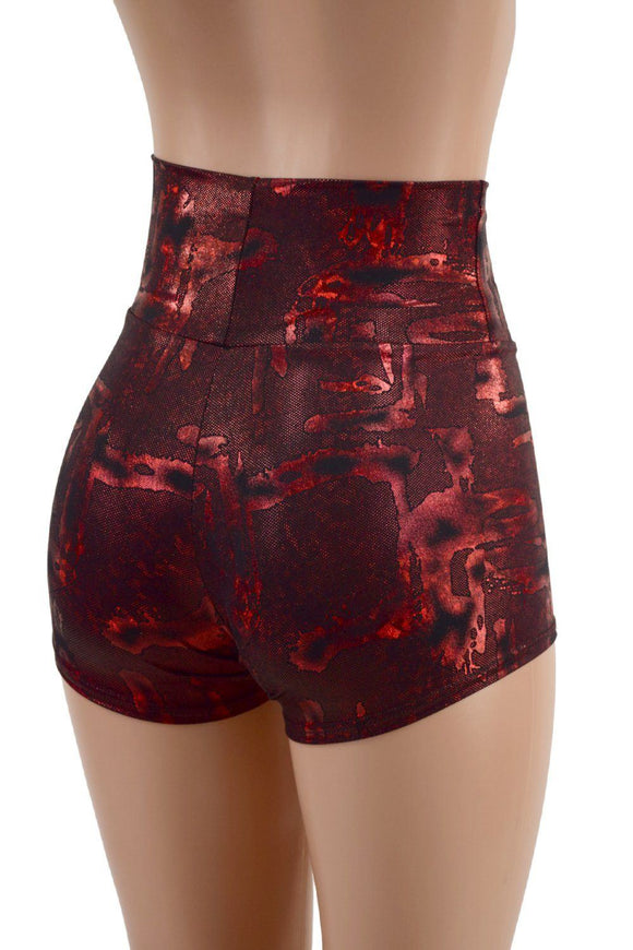 Primeval Red High Waist Shorts - Coquetry Clothing
