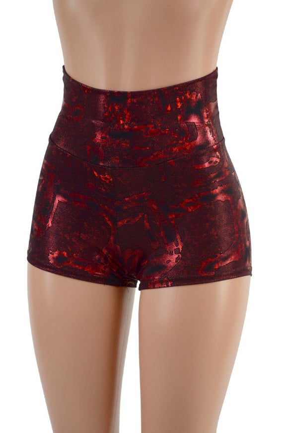 Primeval Red High Waist Shorts - Coquetry Clothing