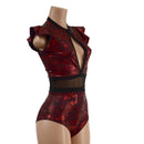Primeval Red Keyhole & Mesh Romper - Coquetry Clothing