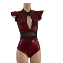 Primeval Red Keyhole & Mesh Romper - Coquetry Clothing
