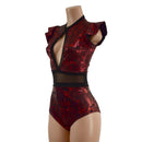 Primeval Red Keyhole & Mesh Romper - Coquetry Clothing
