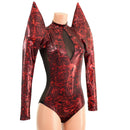 Primeval Red Romper with Mesh Side Panels and Keyhole - Coquetry Clothing