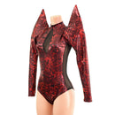 Primeval Red Romper with Mesh Side Panels and Keyhole - Coquetry Clothing
