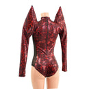 Primeval Red Romper with Mesh Side Panels and Keyhole - Coquetry Clothing