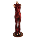 Primeval Red Sleeveless Stella Catsuit with Bootcut Leg - Coquetry Clothing