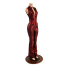 Primeval Red Sleeveless Stella Catsuit with Bootcut Leg - Coquetry Clothing