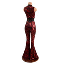 Primeval Red Solar Flare Catsuit with Keyhole Neckline - Coquetry Clothing