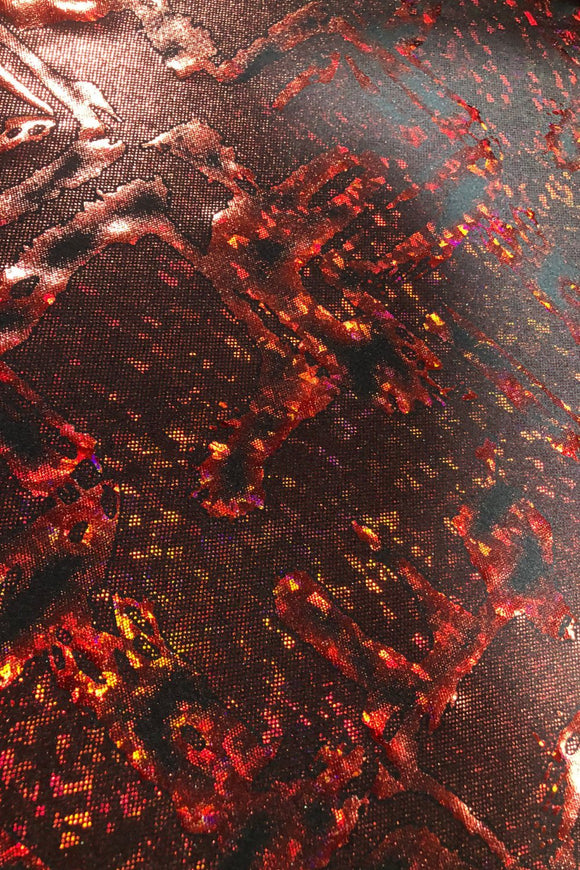 Primeval Red Spandex Fabric - Coquetry Clothing