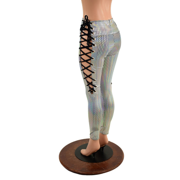 Prism Holographic Lace Up Leggings - Coquetry Clothing