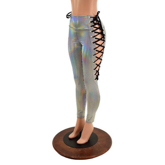 Prism Holographic Lace Up Leggings - Coquetry Clothing