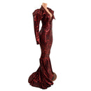 Puddle Train Gown with Demonica Collar and Victoria Sleeves - Coquetry Clothing