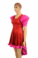Puffed Sleeve Hi Lo Dress - Coquetry Clothing