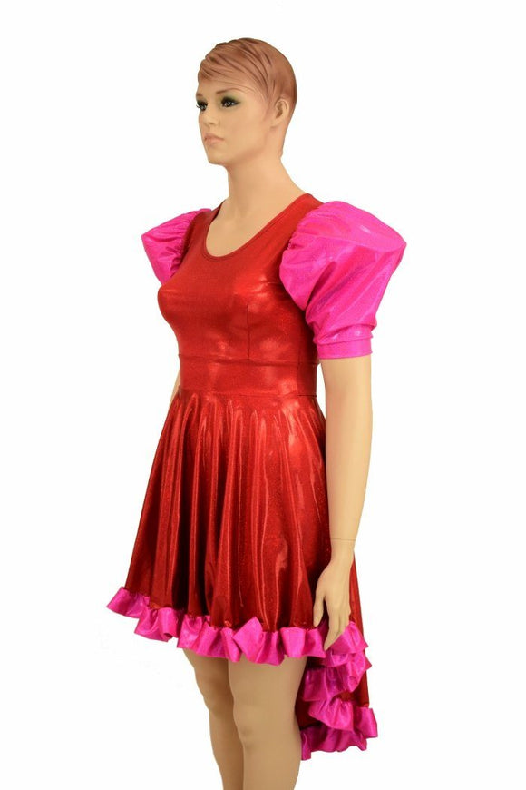 Puffed Sleeve Hi Lo Dress - Coquetry Clothing