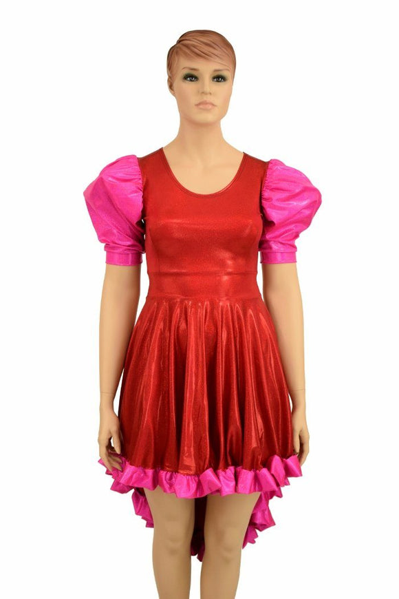 Puffed Sleeve Hi Lo Dress - Coquetry Clothing