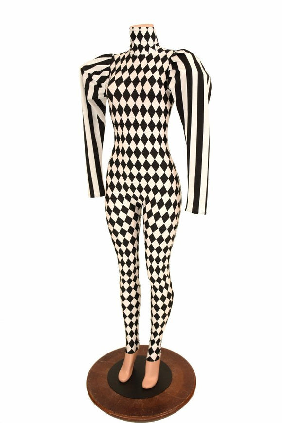 Puffed Sleeve "Victoria" Diamond Catsuit - Coquetry Clothing