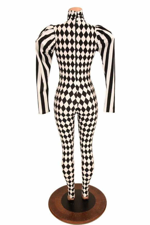 Puffed Sleeve "Victoria" Diamond Catsuit - Coquetry Clothing