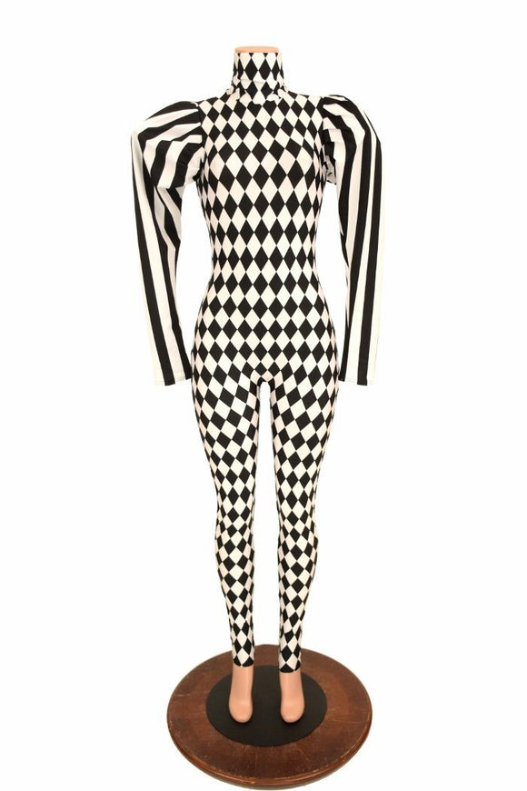 Puffed Sleeve "Victoria" Diamond Catsuit - Coquetry Clothing