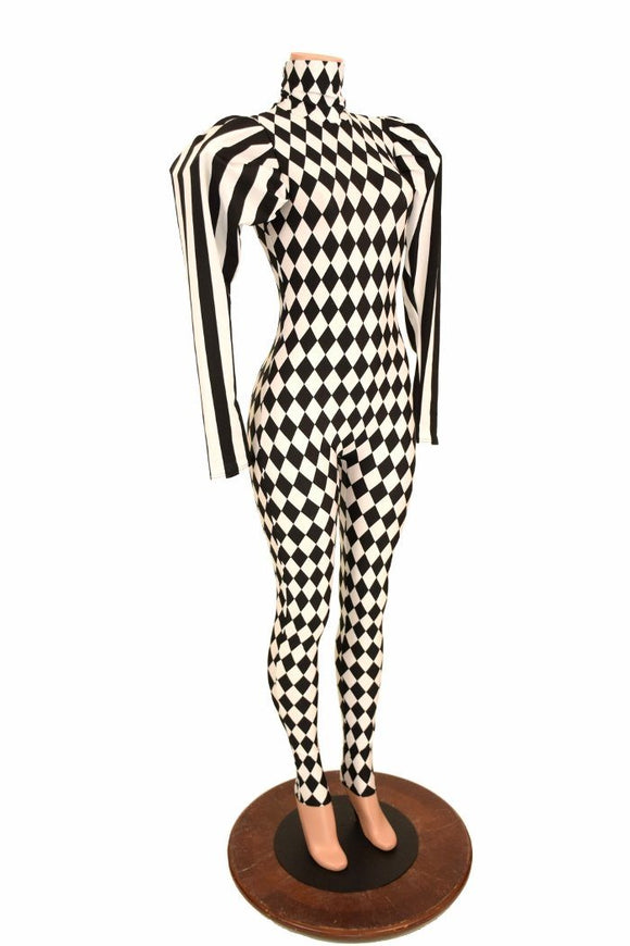Puffed Sleeve "Victoria" Diamond Catsuit - Coquetry Clothing