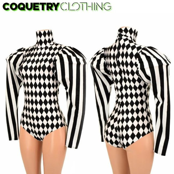 Puffed Sleeve "Victoria" Diamond Romper - Coquetry Clothing