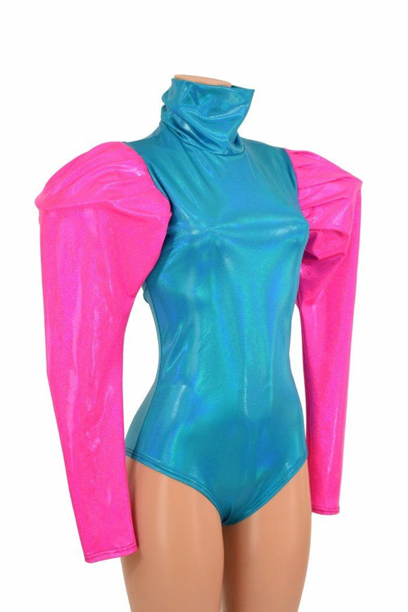 Puffed Sleeve "Victoria" Peacock Romper - Coquetry Clothing