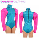 Puffed Sleeve "Victoria" Peacock Romper - Coquetry Clothing
