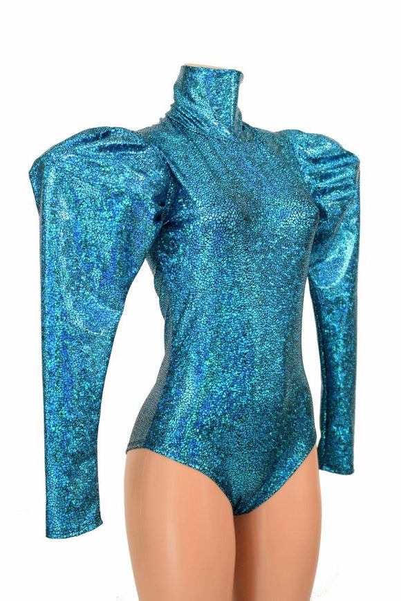 Puffed Sleeve "Victoria" Turquoise Romper - Coquetry Clothing