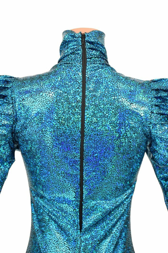 Puffed Sleeve "Victoria" Turquoise Romper - Coquetry Clothing
