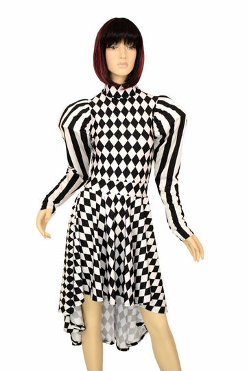 Puffed "Victoria" Sleeve Hi Lo Skater Dress - Coquetry Clothing