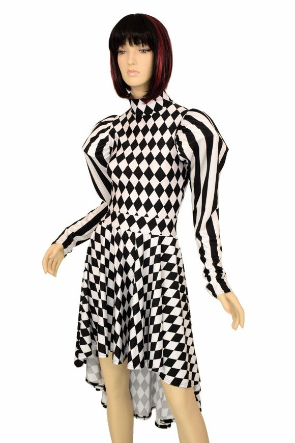 Puffed "Victoria" Sleeve Hi Lo Skater Dress - Coquetry Clothing