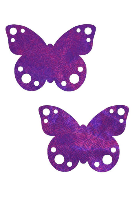 Purple Holo Butterfly Pasties - Coquetry Clothing