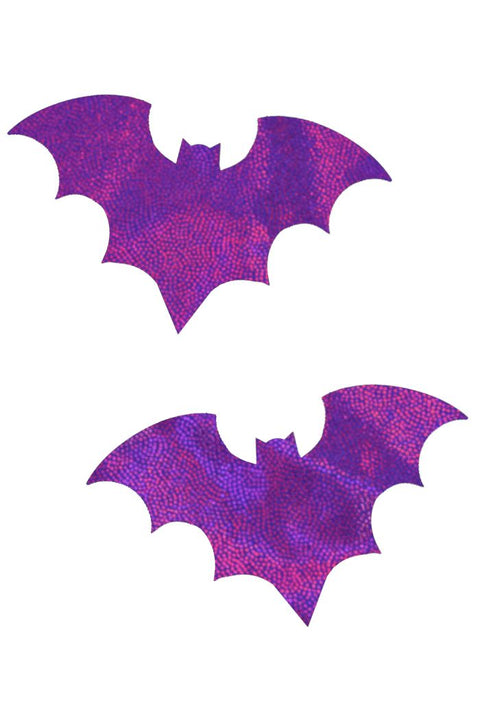 Purple Holographic Bat Pasties - Coquetry Clothing