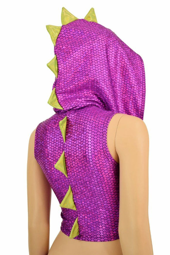 Purple Dragon Zipper Front Crop Top - Coquetry Clothing