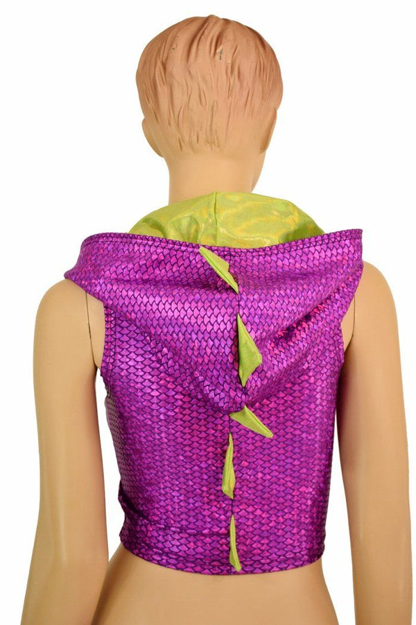 Purple Dragon Zipper Front Crop Top - 6