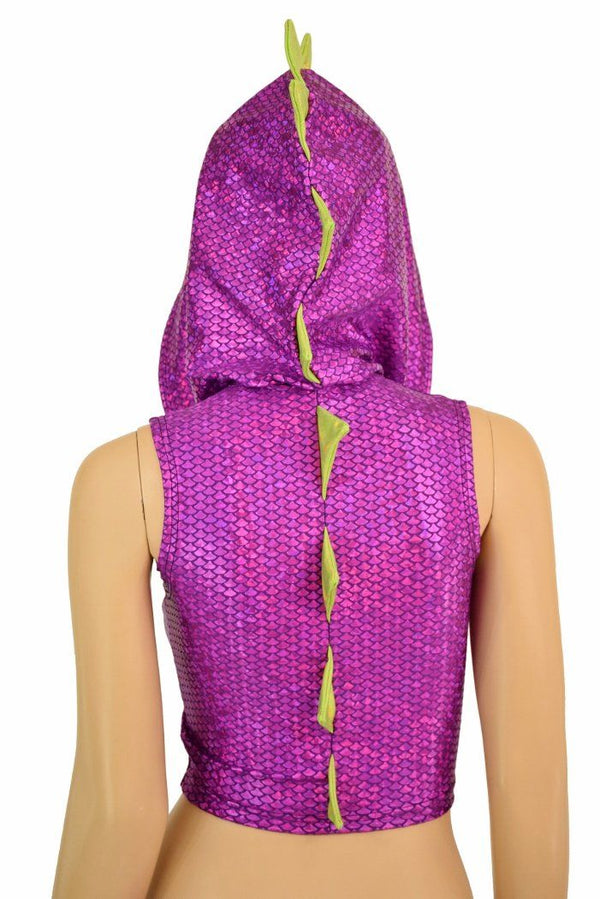 Purple Dragon Zipper Front Crop Top - 5