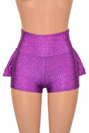 Purple Fish Scale Ruffle Rump Shorts - Coquetry Clothing