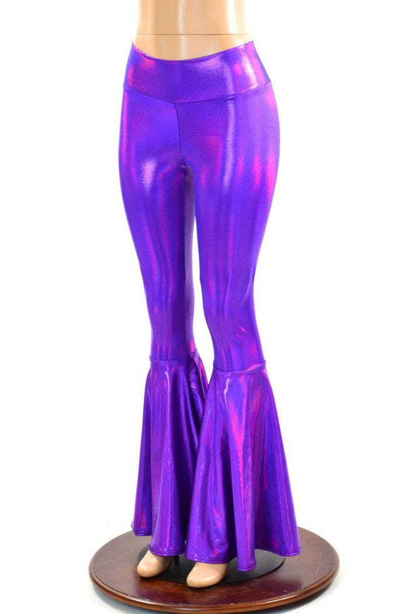 Purple High Waist Bell Bottom Flares - Coquetry Clothing