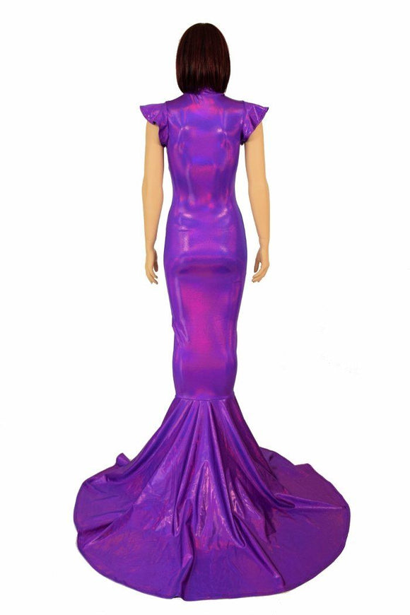 Purple Holo Puddle Train Gown - Coquetry Clothing