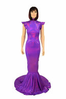 Purple Holo Puddle Train Gown - Coquetry Clothing
