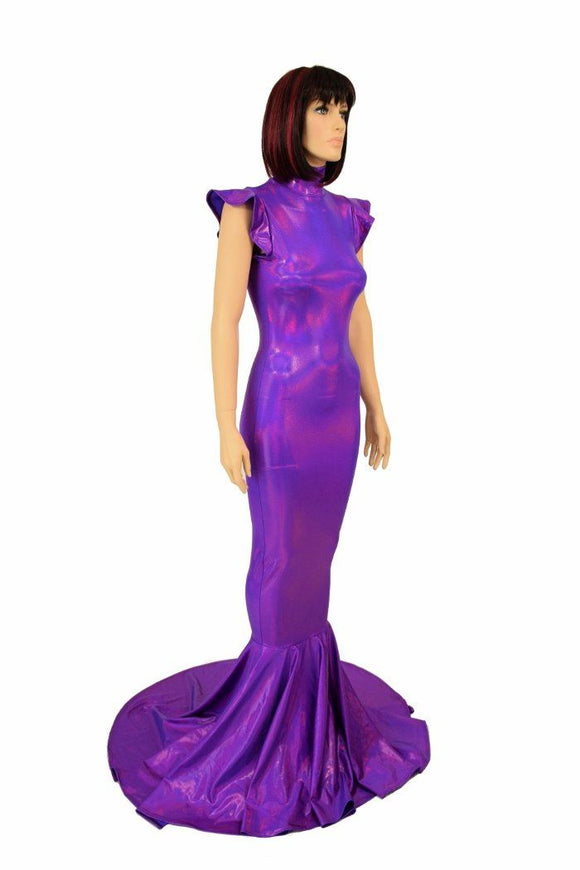 Purple Holo Puddle Train Gown - Coquetry Clothing