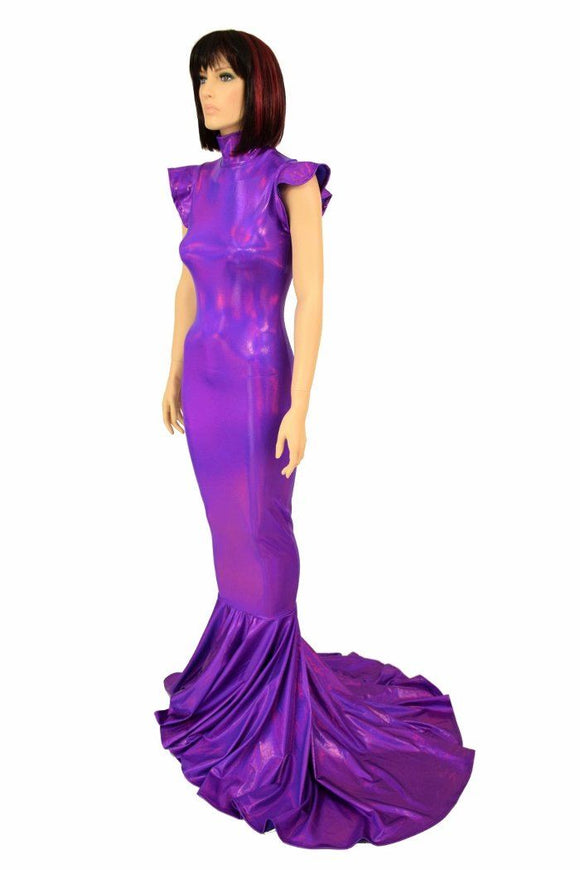 Purple Holo Puddle Train Gown - Coquetry Clothing