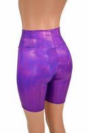 Purple Holographic Bike Shorts - Coquetry Clothing