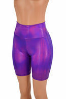 Purple Holographic Bike Shorts - Coquetry Clothing