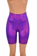 Purple Holographic Bike Shorts - Coquetry Clothing