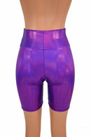 Purple Holographic Bike Shorts - Coquetry Clothing