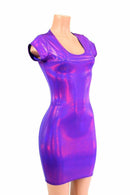 Purple Holographic Cap Sleeve Dress - Coquetry Clothing