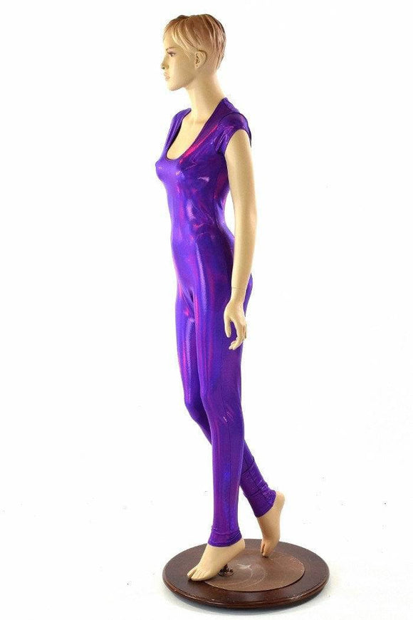 Purple Holographic Catsuit - Coquetry Clothing