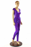 Purple Holographic Catsuit - Coquetry Clothing