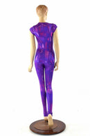 Purple Holographic Catsuit - Coquetry Clothing