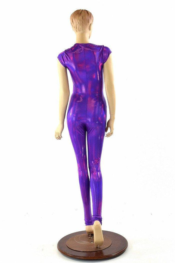 Purple Holographic Catsuit - Coquetry Clothing