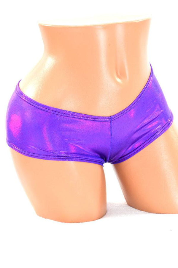 Purple Holographic Cheeky booty Shorts - 3